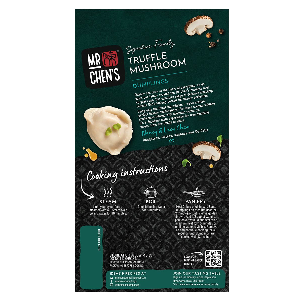 Truffle Mushroom Dumplings 240g Mr. Chen's Dumplings