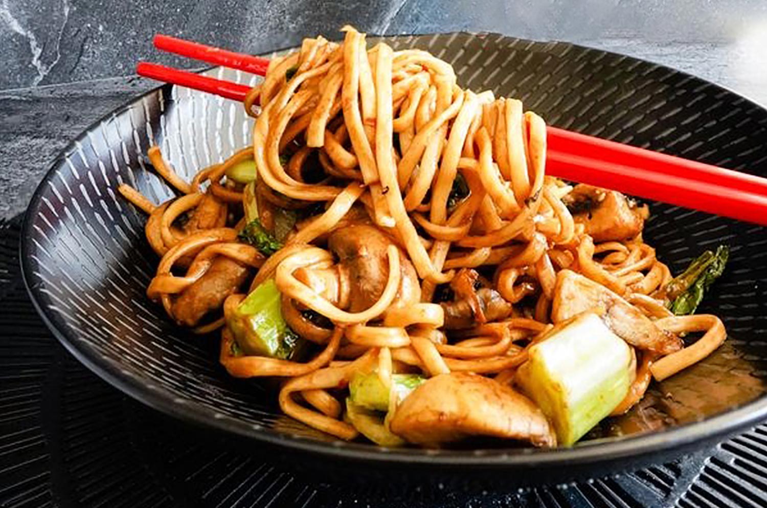 Dark Soy Mushroom Udon Stir Fry