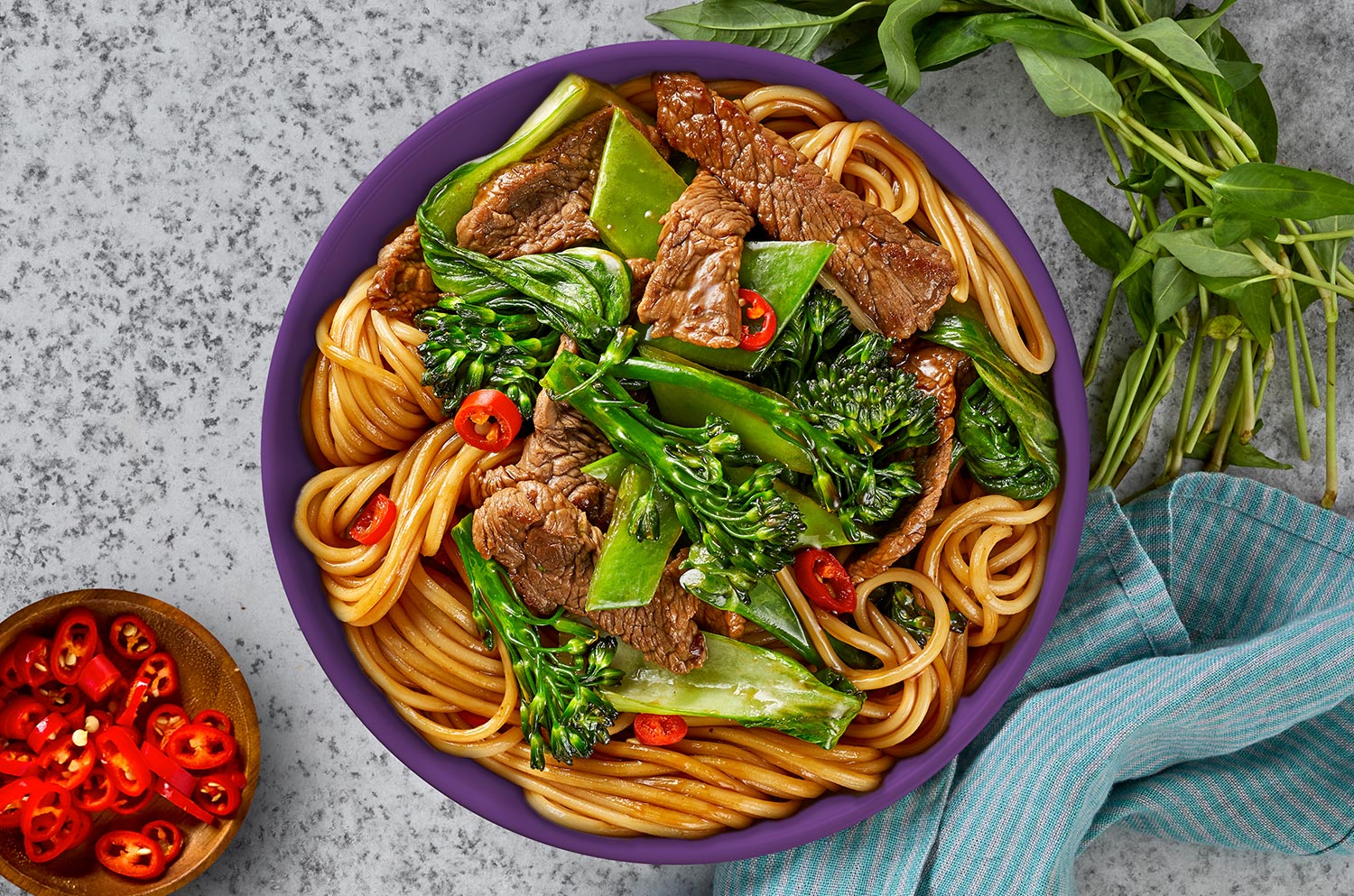 Soy-Sesame Beef and Egg Noodle Stir-fry